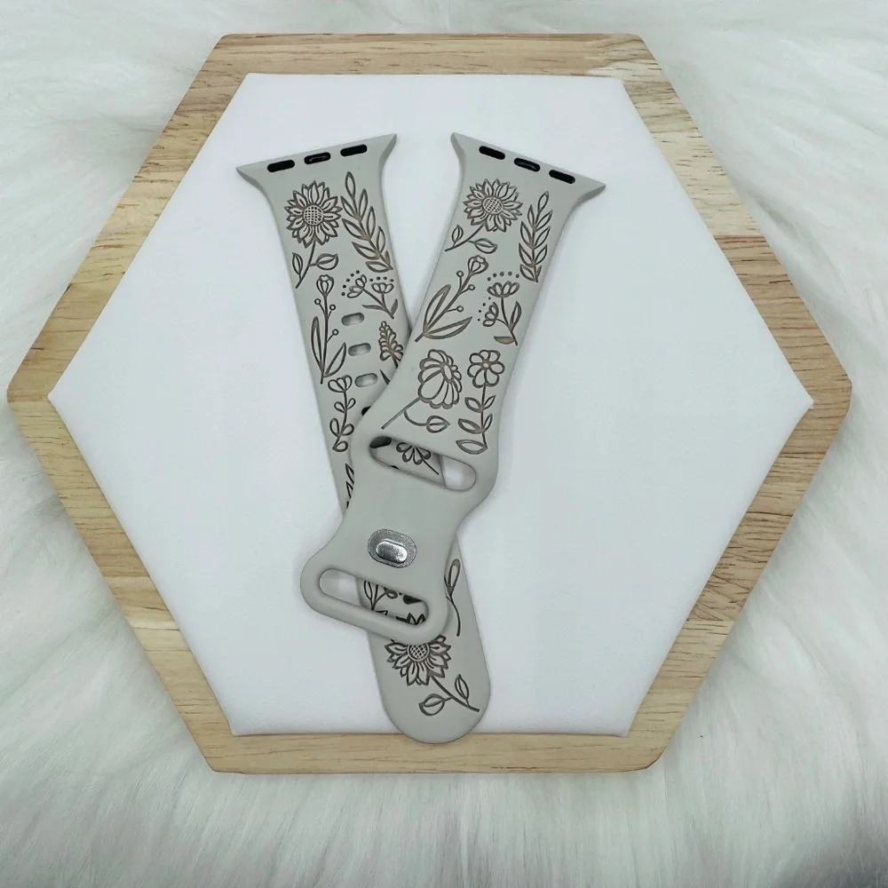 New Floral Design Apple Watch Bands 42mm 44mm 45mm 49mm Beige